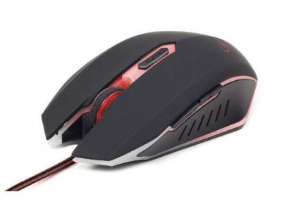 Gembird gamingowa mysz optyczna USB, 2400 DPI, czarna z czerwonym podświetleniem