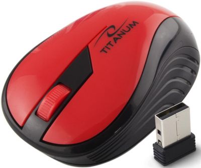 TITANUM Bezprzewodowa Myszka Optyczna 3D TM114R | 2.4 GHz | 1000 DPI | Czerwona