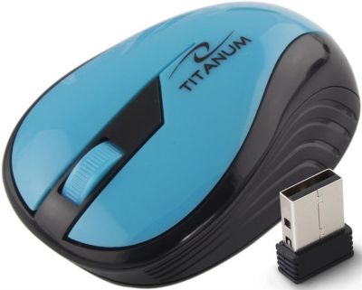 TITANUM Bezprzewodowa Myszka Optyczna 3D TM114T | 2.4 GHz | 1000 DPI | Turkusowa