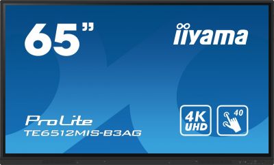 iiyama Monitor 65 cali ProLite TE6512MIS-B3AG 40pkt,IPS,4K,24/7, 7H,WiFi,VGA,HDMI,USB-c,Bluetooth,metal,8ms,Vesa,2x16W